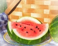 Summer picnic time watermelon and basket