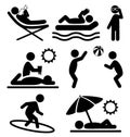 Summer pictograms flat people icons isolated on white Royalty Free Stock Photo