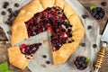 Summer pie with fresh berries of black raspberries Royalty Free Stock Photo