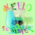 Summer pineapple cartoon colorful sweet poster