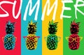 Summer pineapple color design with hipster glasses