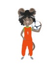 Cartoon rat in basketball uniform with a ball. Year of the rat. Chinese horoscope. Cute mouse. Royalty Free Stock Photo