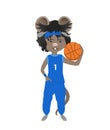 Cartoon rat in basketball uniform with a ball. Year of the rat. Chinese horoscope. Cute mouse. Royalty Free Stock Photo