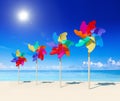 Summer Pinwheels Beach Island Sand Concept Royalty Free Stock Photo