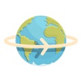 Summer planet trip icon cartoon vector. World travel