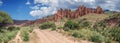 Mountain road on the plateau of Assy. Kazakhstan, Almaty region. Royalty Free Stock Photo