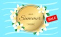 Summer Plumeria Flowers gold frame or Summer floral Royalty Free Stock Photo