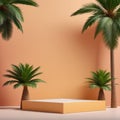 Summer podium showcase product presentation with palm tree