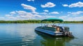 summer pontoon boat on lake Royalty Free Stock Photo