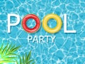 Summer pool and life ring Vector realistic. Commercial banner sale template. 3d detailed water backgrounds