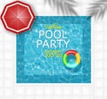 Summer pool and life ring Vector realistic. Commercial banner sale template. 3d detailed water backgrounds