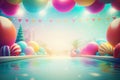 summer pool party background. Illustration AI Generative Royalty Free Stock Photo