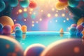 summer pool party background. Illustration AI Generative Royalty Free Stock Photo