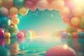 summer pool party background. Illustration AI Generative Royalty Free Stock Photo