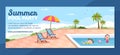 Summer Pool Party Cover Template Cartoon Background Vector Illustration Royalty Free Stock Photo