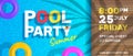 Summer pool party horizontal banner brochure design