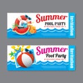 Summer pool party invitation ticket background Royalty Free Stock Photo