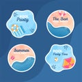 Summer Pool Party Label Template Cartoon Background Vector Illustration Royalty Free Stock Photo