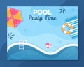 Summer Pool Party Photocall Template Cartoon Background Vector Illustration Royalty Free Stock Photo