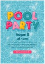 Summer pool party poster design. Vector illustration in cartoon style for posters, banners, flyers, and invitations. Royalty Free Stock Photo