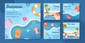 Summer Pool Party Social Media Post Template Cartoon Background Vector Illustration Royalty Free Stock Photo