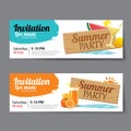 Summer pool party ticket template Royalty Free Stock Photo