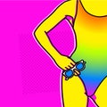 Summer in Pop Art style. Girl. Beach fashion