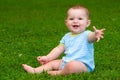 Summer portrait of happy baby boy infant outdoors