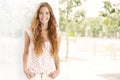 Summer portrait of happy ginger woman