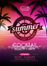 Summer poster cocktail beach party. Lettering poster summer vacation, enjoy enery moment