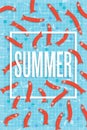 Summer poster with many fishes swimming in pool