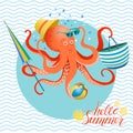 Summer poster of octopus