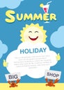 Summer poster Template.. The sun and cloud. Good Morning