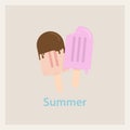 Summer poster with yummy ice creams. Flat design. Vector illustration.