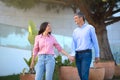 Summer Promenade. Romantic Mature Couple Walking Together On City Street Royalty Free Stock Photo