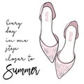 Summer quote. Elegant fashion shoes, sandals, flats vector