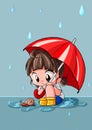 Summer rain - Cute little girl and umbrella