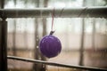 Droplets on the child balloon and metal handrail, summer rain Royalty Free Stock Photo