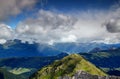 Summer rain shower sweeps over sunny valleys East Tyrol Austria