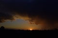 Summer rain at sunset. Warm summer in the foothills of the Western Urals. Royalty Free Stock Photo