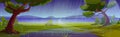 Summer rain nature landscape. Cartoon background Royalty Free Stock Photo