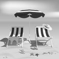 Summer. Recliners and Beach umbrella Royalty Free Stock Photo