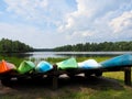 Summer Recreation on Mountain Lake Royalty Free Stock Photo