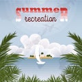Summer recreation retro poster. Vintage seascape