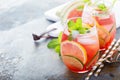 Summer refreshing cocktails with watermelon