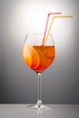 Summer refreshing faintly alcoholic cocktail Aperol spritz in a