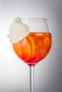 Summer refreshing faintly alcoholic cocktail Aperol spritz in a