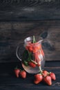 Summer refreshing strawberry and spinach lemonade Royalty Free Stock Photo