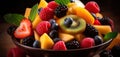 Summer Refreshment. Dive into a Cool and Crisp Fresh Fruit Salad. Generative AI