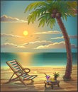 Summer relax background. Sunset on the beach.